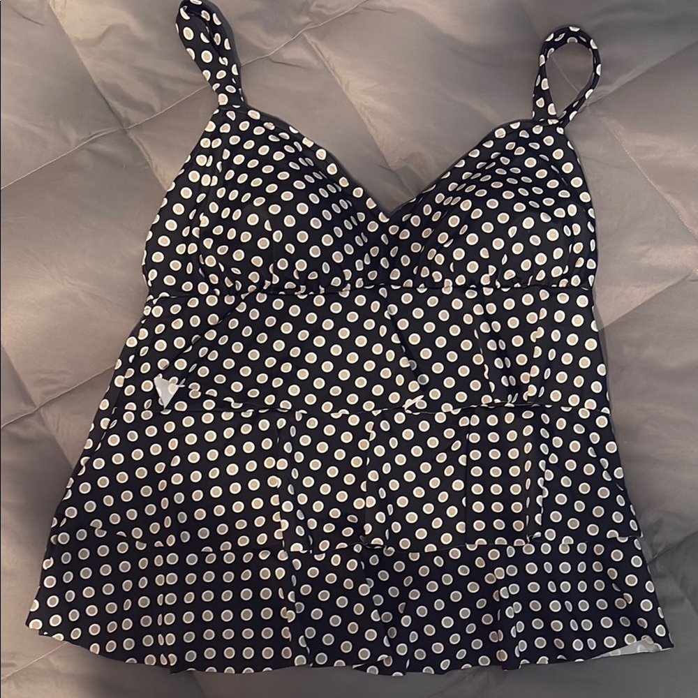 Chic Black and White Polka Dot Swim Camisole